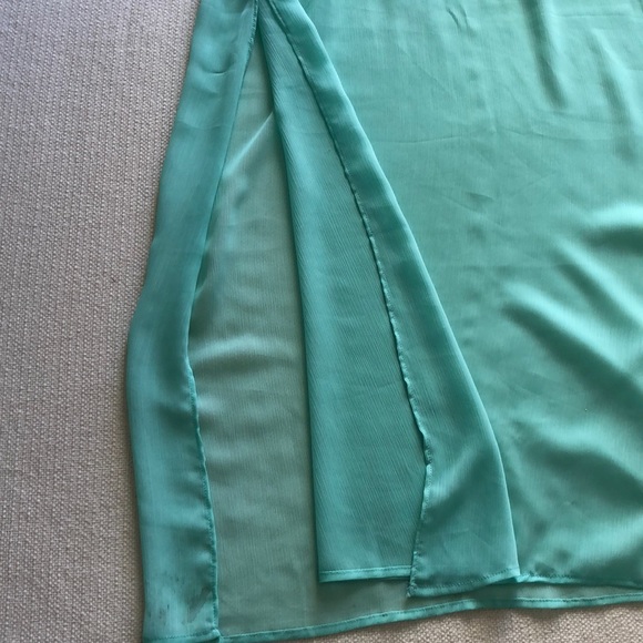 Express Mint Chiffon Double Slit Maxi Skirt - Picture 3 of 4